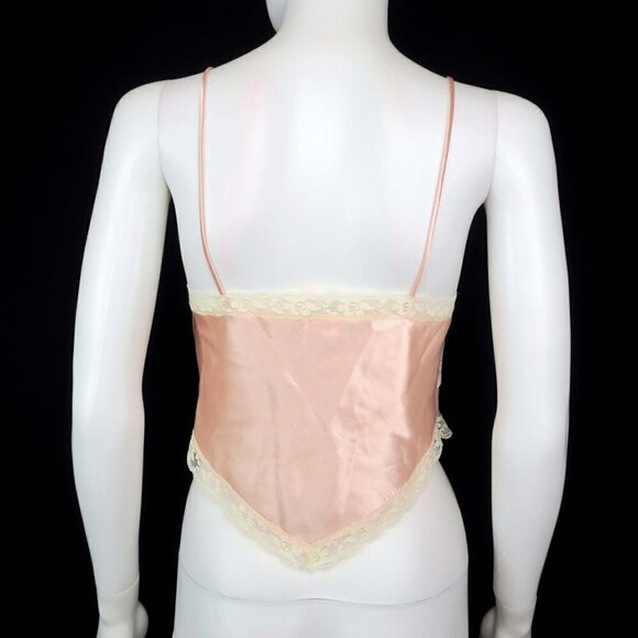 Vintage 90s Fredricks of Hollywood Pink Satin Lace Intimates Cami Camisole Small - Picture 2 of 4